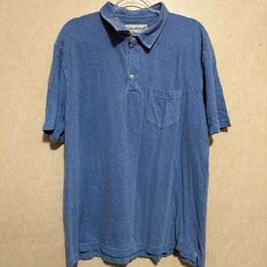 Normal Brand Heathered Blue Cotton Short Sleeve Polo Shirt